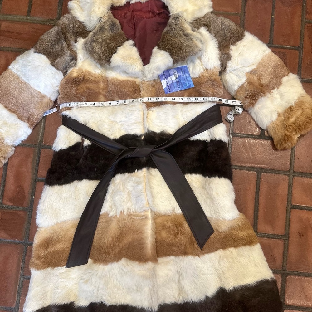 Vintage Antique Jacques Saint Laurent Bunny Real Fur Trench Coat(Unlabeled) - Picture 7 of 13